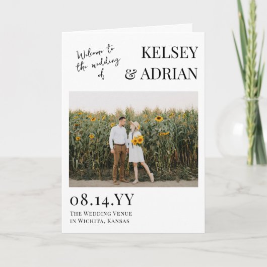 Programme Bienvenue Typographie moderne Mariage photo (Devant)