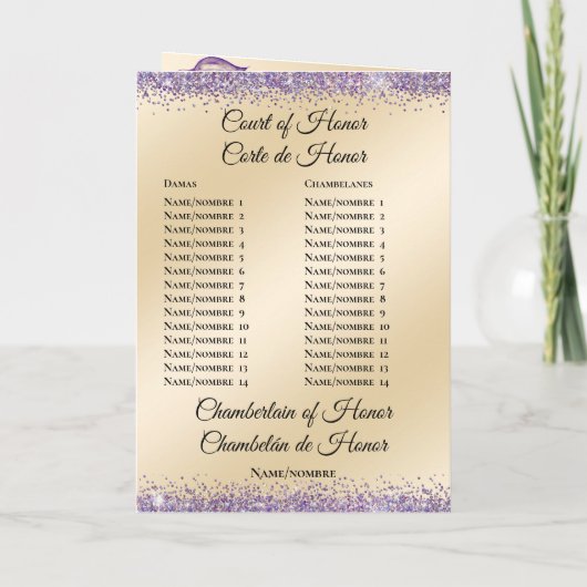 Programme Bilingue Quinceañera Ordre des événement (Dos)