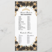 Programme Black and Gold Floral Quinceañera Order Events (Dos)