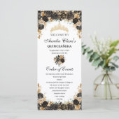 Programme Black and Gold Floral Quinceañera Order Events (Debout devant)