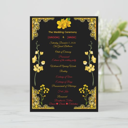 Programme Black and Gold Wedding Program (Debout devant)