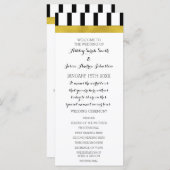Programme Black and White Stripes Gold Wedding Program (Devant / Derrière)