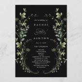 Programme Black Elegant Fleur sauvage Mariage cérémonie (Devant)