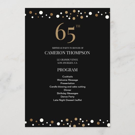 Programme Black Gold 65e anniversaire Elegant Party Programm (Dos)