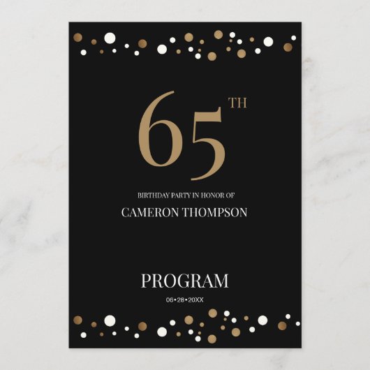 Programme Black Gold 65e anniversaire Elegant Party Programm (Devant)