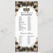 Programme Black Gold Floral Masquerade Mask Quinceañera  (Dos)