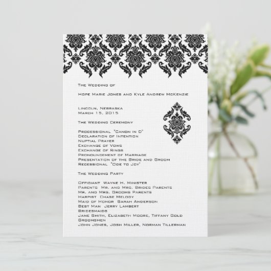 Programme Black Mariage damassé (Debout devant)