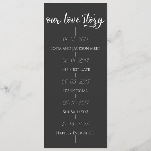 Programme Black Sleek Moderne Mariage Itinéraire Dates du pr (Dos)