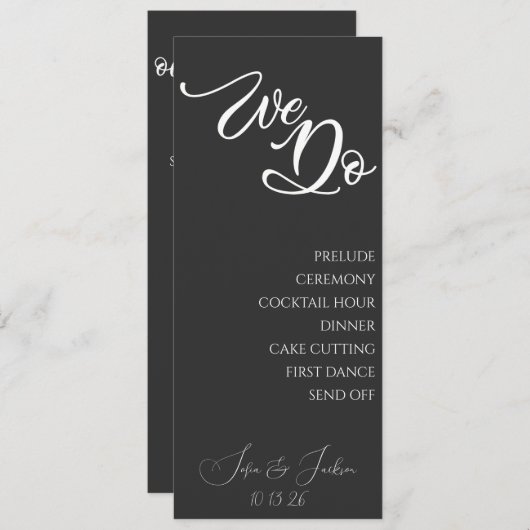 Programme Black Sleek Moderne Mariage Itinéraire Dates du pr (Devant / Derrière)