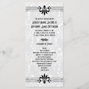 Programme Black White Roaring 20s Art Déco Wedding Program