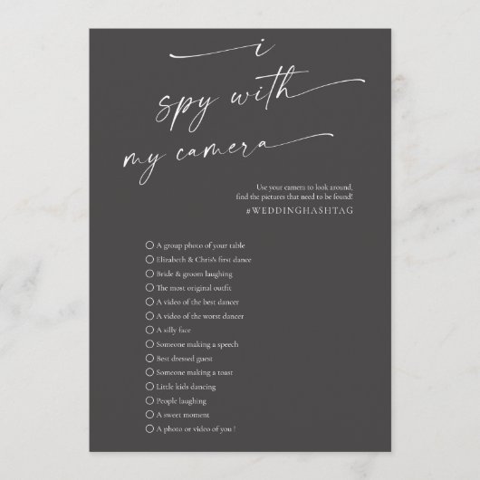 Programme BLAIRE Modern Spy Mariage Photo Hunt Game Programm (Devant)