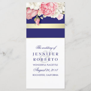 Programme blanc de mariage d'or vintage floral de