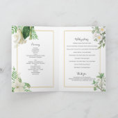 Programme Blanc Vert Floral Or Mariage Ordre de service (Intérieur)