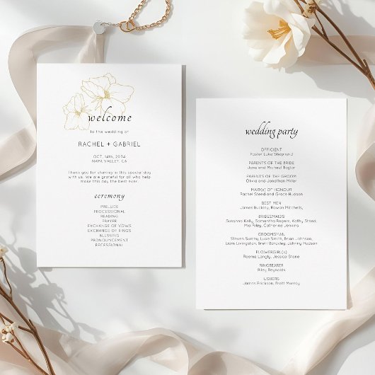 Programme BLANCHE | Chic Faux Gold Floral Mariage