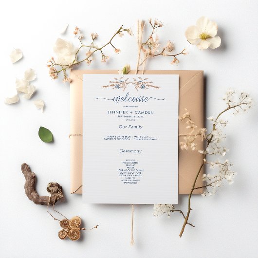Programme Bleu Corbeille & Blé Moderne Mariage blanc