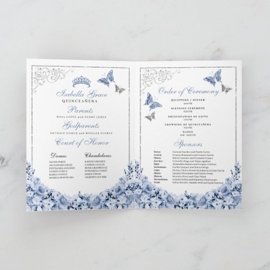 Programme Bleu Dusty Quinceanera Papillons Tiara (Intérieur)