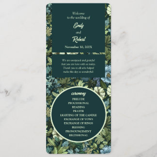 Programme Bleu et vert Fleurs sauvages victoriens romantique