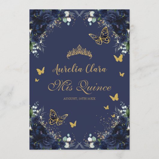 Programme Bleu floral bleu Quinceanera (Dos)