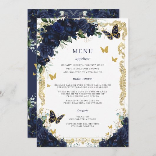 Programme Bleu floral bleu Quinceanera (Devant / Derrière)