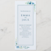 Programme Bleu moderne Botanique mariage floral minimal (Devant)