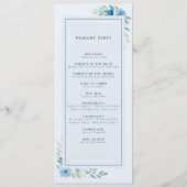 Programme Bleu moderne Botanique mariage floral minimal (Dos)