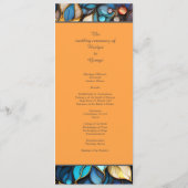 Programme Bleu & Or Floral Vitrail Mariage élégant (Dos)