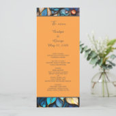 Programme Bleu & Or Floral Vitrail Mariage élégant (Debout devant)