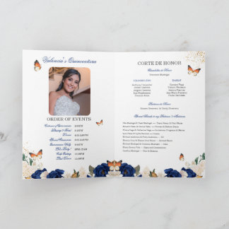 Programme Bleu Rose Gold Tiara Butterfly Quinceanera