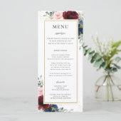 Programme Bleu Rouge Bourgogne Blush Rose Floral Mariage Men (Debout devant)