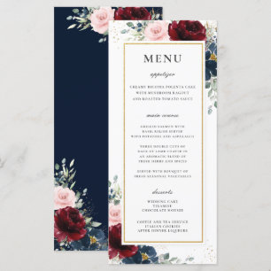 Programme Bleu Rouge Bourgogne Blush Rose Floral Mariage Men
