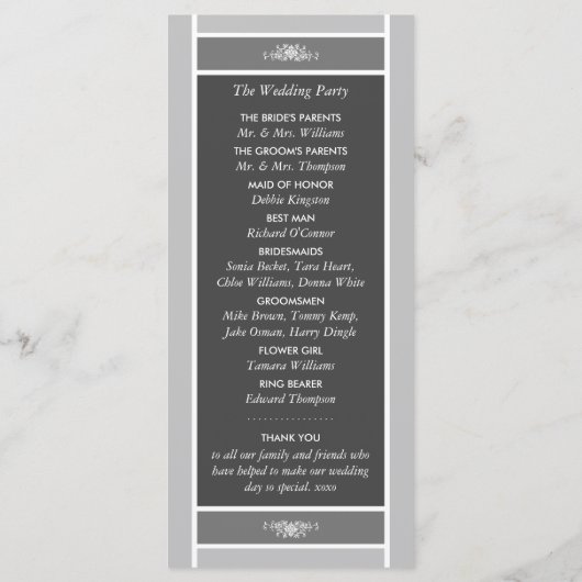 Programme Bloc Pastel moderne - Gris Siver - Mariage (Dos)