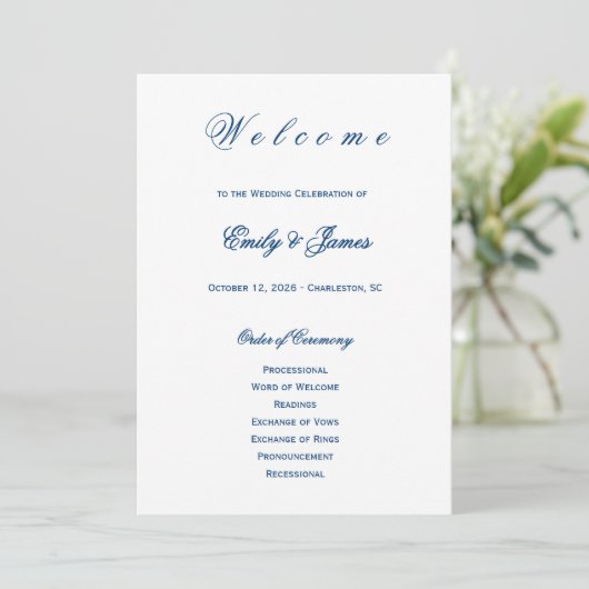 Programme Blue and White Wedding (Debout devant)