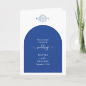 Programme Blue Clam Seashells Wedding Order of Service (Devant)