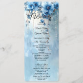 Programme Blue Flowers and Pearls Wedding Program (Devant)