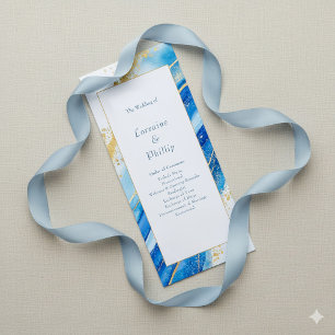 Programme Blue Gold Elegant ordre moderne de cérémonie maria