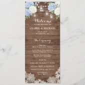 Programme Blue Hydrangea Rustic Bois String Mariage clair (Devant)