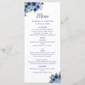 Programme Blue Navy Flowers Elegant Wedding Party (Devant)