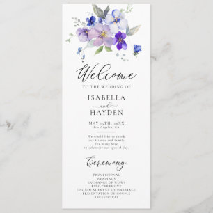 Programme Blue Navy Lavender Lilac Floral Russe Mariage