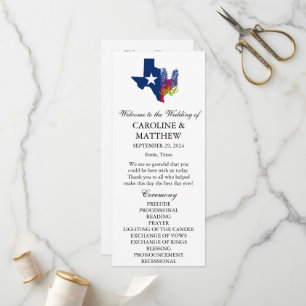 Programme Bluebonnets Blue Floral Texas Modern Mariage