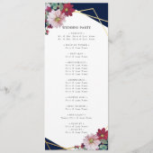 Programme Blush Burgundy Floral Gold Navy Mariage bleu (Dos)
