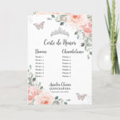 Programme Blush Floral Silver Quinceañera Ordre des événemen (Dos)