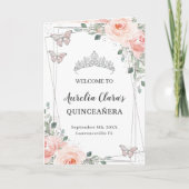 Programme Blush Floral Silver Quinceañera Ordre des événemen (Devant)
