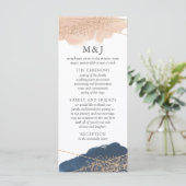 Programme Blush, Gold & Navy Wedding Program Card (Debout devant)