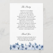 Programme Bohème Dusty Blue Pastel Floral Mariage (Dos)