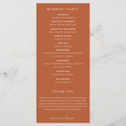 Programme Bohemian Desert Watercolor Mariage (Dos)