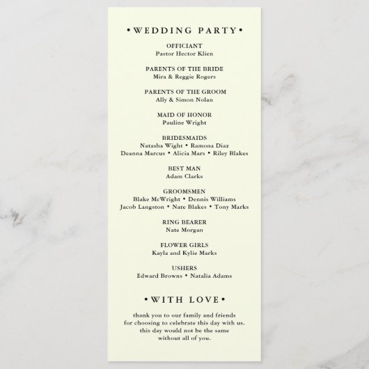 Programme Boho Abstract Orange Garden Wedding (Dos)