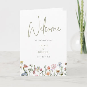 Programme Boho Aquarelle Fleurs sauvages Mariage plié