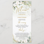 Programme Boho aquarelle or cadre verdure et rose blanche (Devant)