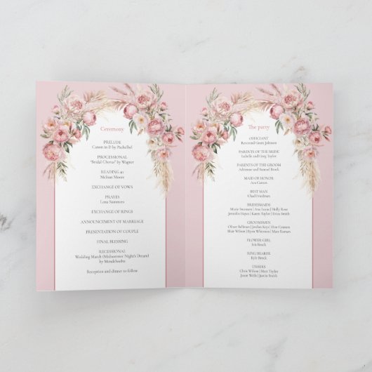 Programme Boho arche rouge pivoines herbe de la pampa progra (Intérieur)