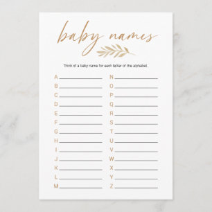 Programme Boho Baby Names Baby shower Jeu